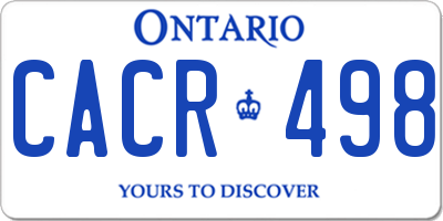 ON license plate CACR498