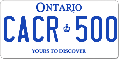 ON license plate CACR500