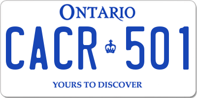 ON license plate CACR501