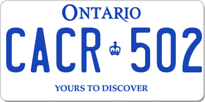 ON license plate CACR502