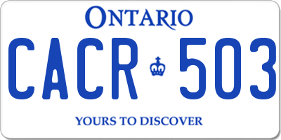 ON license plate CACR503