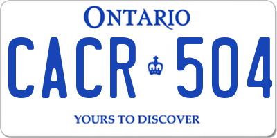 ON license plate CACR504