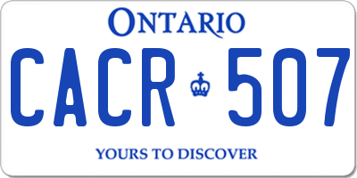 ON license plate CACR507