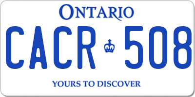 ON license plate CACR508