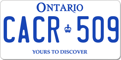 ON license plate CACR509