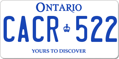 ON license plate CACR522