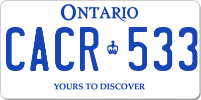 ON license plate CACR533