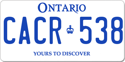 ON license plate CACR538