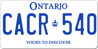 ON license plate CACR540