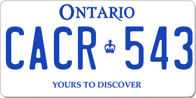 ON license plate CACR543