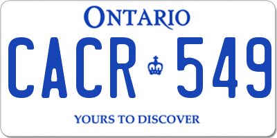 ON license plate CACR549