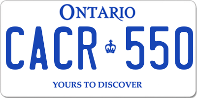 ON license plate CACR550