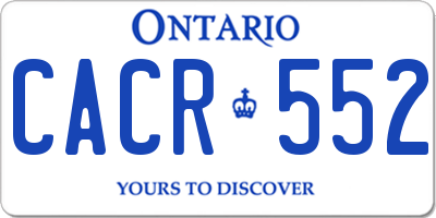 ON license plate CACR552