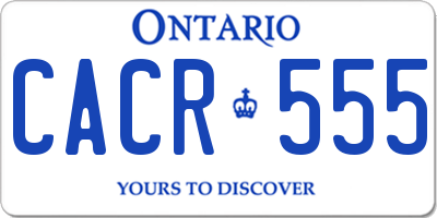 ON license plate CACR555