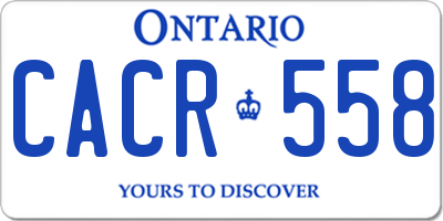 ON license plate CACR558