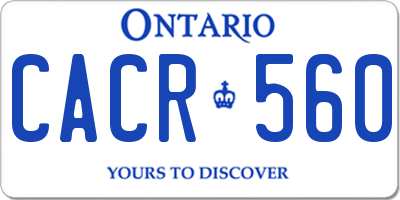 ON license plate CACR560