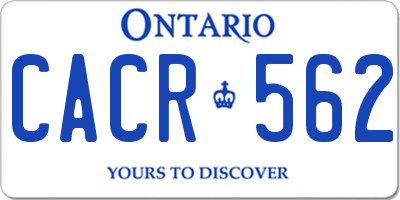 ON license plate CACR562