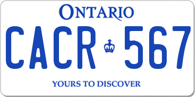 ON license plate CACR567