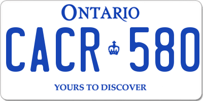 ON license plate CACR580