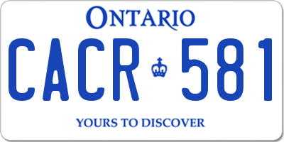 ON license plate CACR581