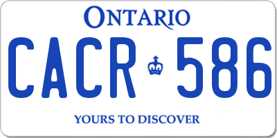 ON license plate CACR586