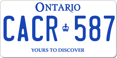 ON license plate CACR587