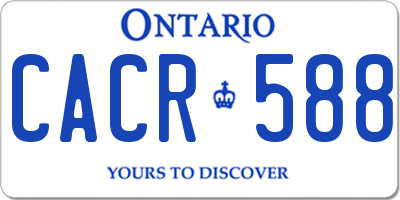 ON license plate CACR588