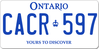 ON license plate CACR597