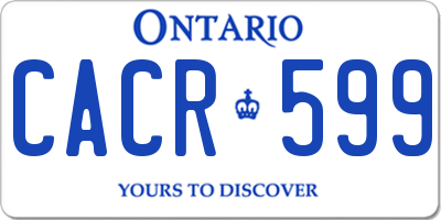 ON license plate CACR599