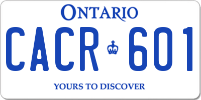 ON license plate CACR601