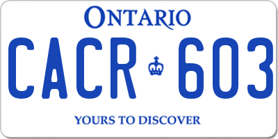 ON license plate CACR603