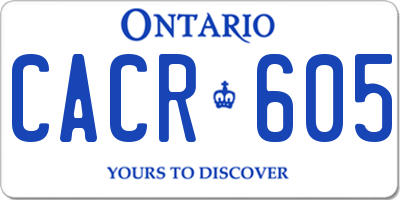 ON license plate CACR605