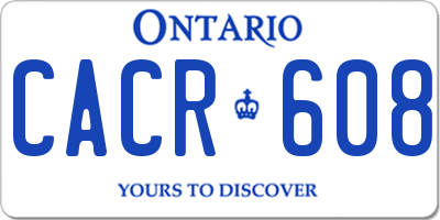 ON license plate CACR608