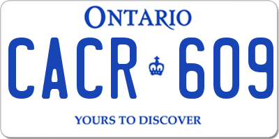 ON license plate CACR609