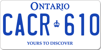 ON license plate CACR610