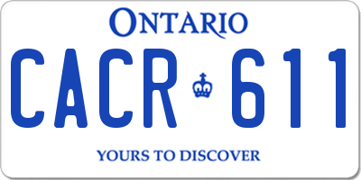 ON license plate CACR611