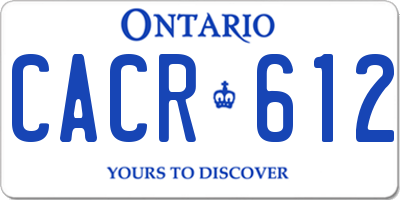 ON license plate CACR612