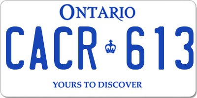 ON license plate CACR613