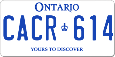 ON license plate CACR614