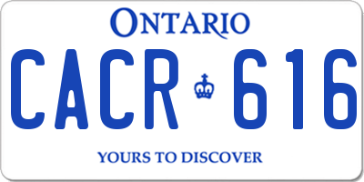 ON license plate CACR616