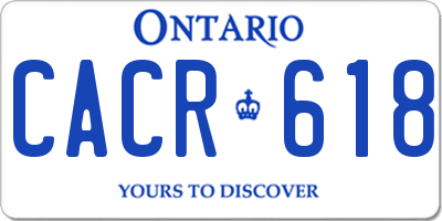 ON license plate CACR618