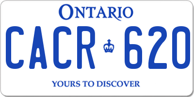 ON license plate CACR620