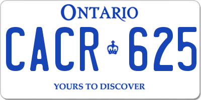 ON license plate CACR625