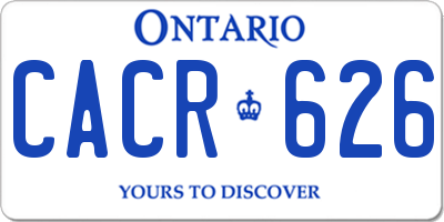 ON license plate CACR626