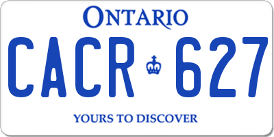 ON license plate CACR627