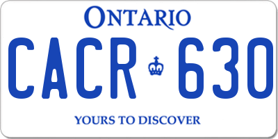 ON license plate CACR630