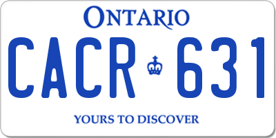 ON license plate CACR631