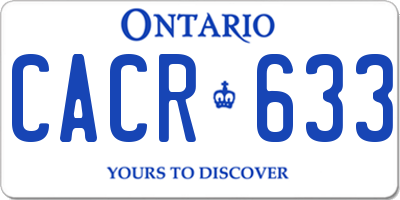 ON license plate CACR633