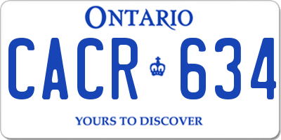 ON license plate CACR634