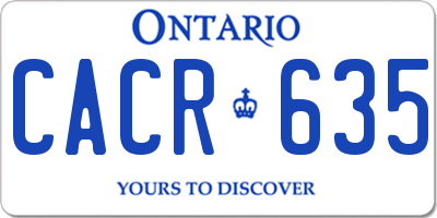 ON license plate CACR635